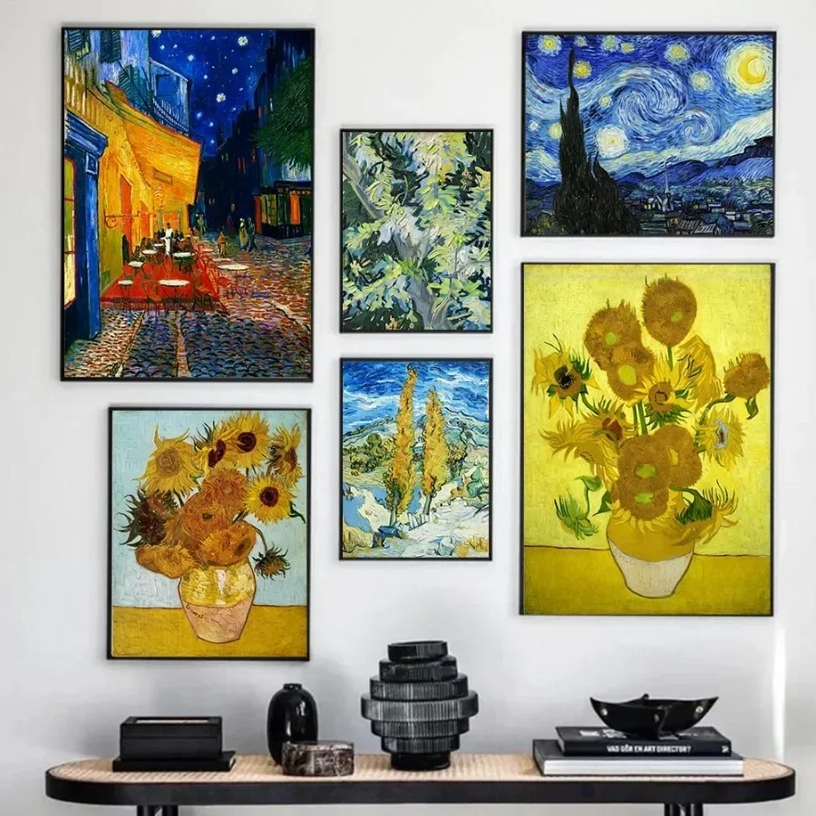 Canvas Painting Wall Picture Print Van Gogh Masterpiece Poster Abstract Garden Almond Blossoms Starry Night Room Home Decor