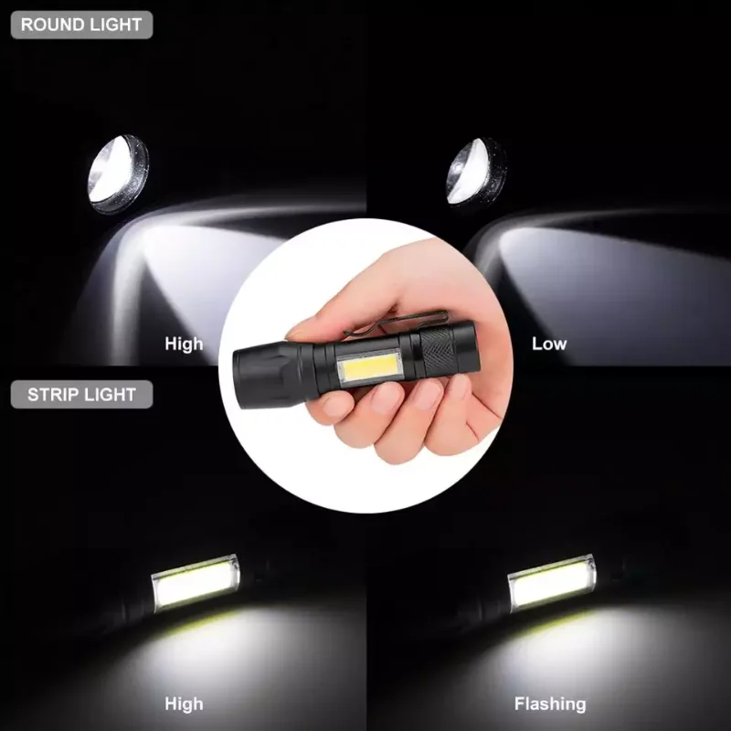 ZK30 3 Lighting Modes Portable Rechargeable Zoom LED Flashlight Q5 Flash Light Torch Lantern Camping Light Mini Led Flashlight