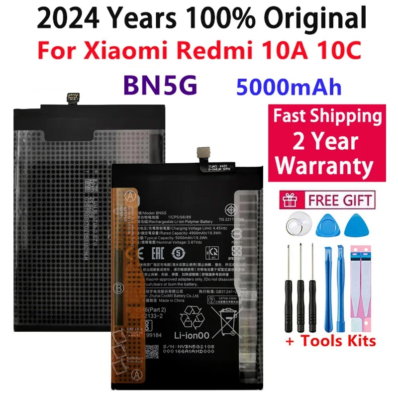 

2024 Years 100% Original New High Quality BN5G Battery For Xiaomi Redmi 10C Redmi 10A 5000mAh Batteries Bateria Fast Shipping