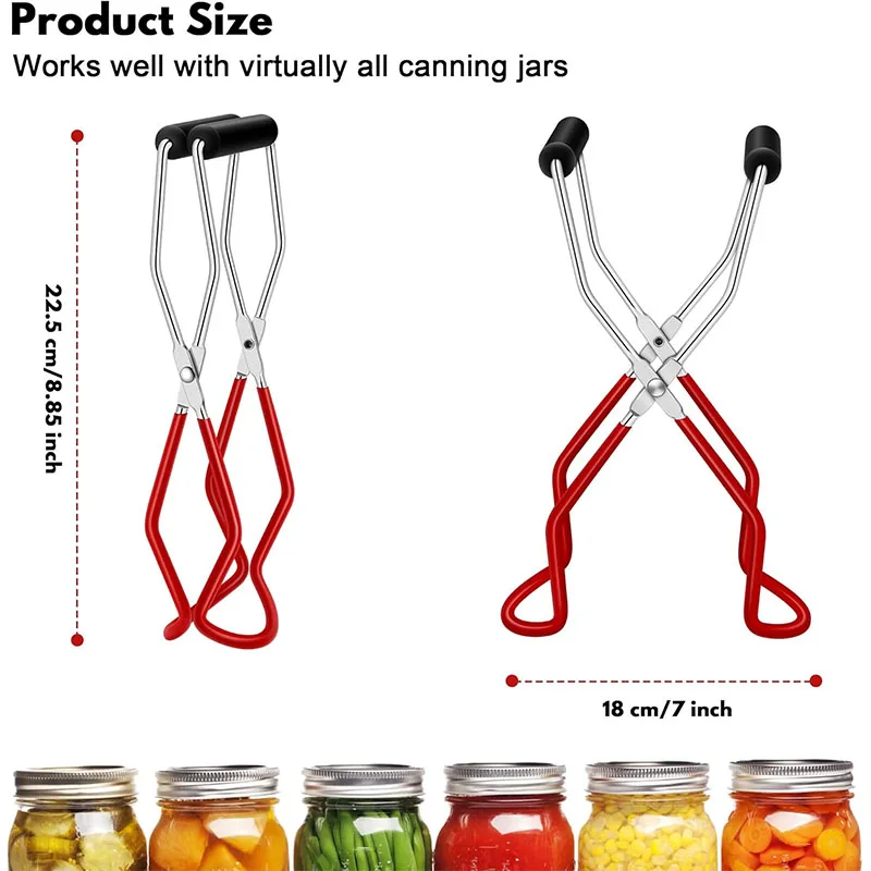 Heavy Duty Canning Tongs Jar Lifter Sturdy Stainless Steel Canning Jar Lifter Tongs with Rubber Grips Kitchen Canning Supplies