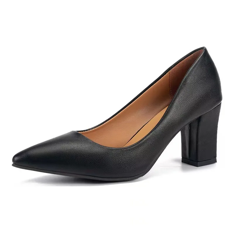 2026 High Heels Women New Korean Style Pointed Shallow Mouth Thick Heel Fashion Shoes Sapatos De Mujer