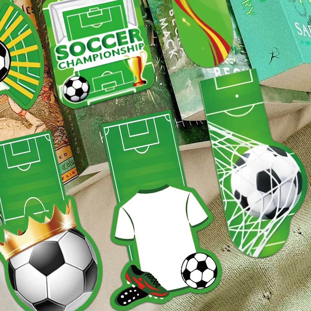 30PCS Cool Soccer Bookmarks Championship Theme Paper Bookmarks Students Readers Gift Reading Book Clip Sports Fan Book Accessory