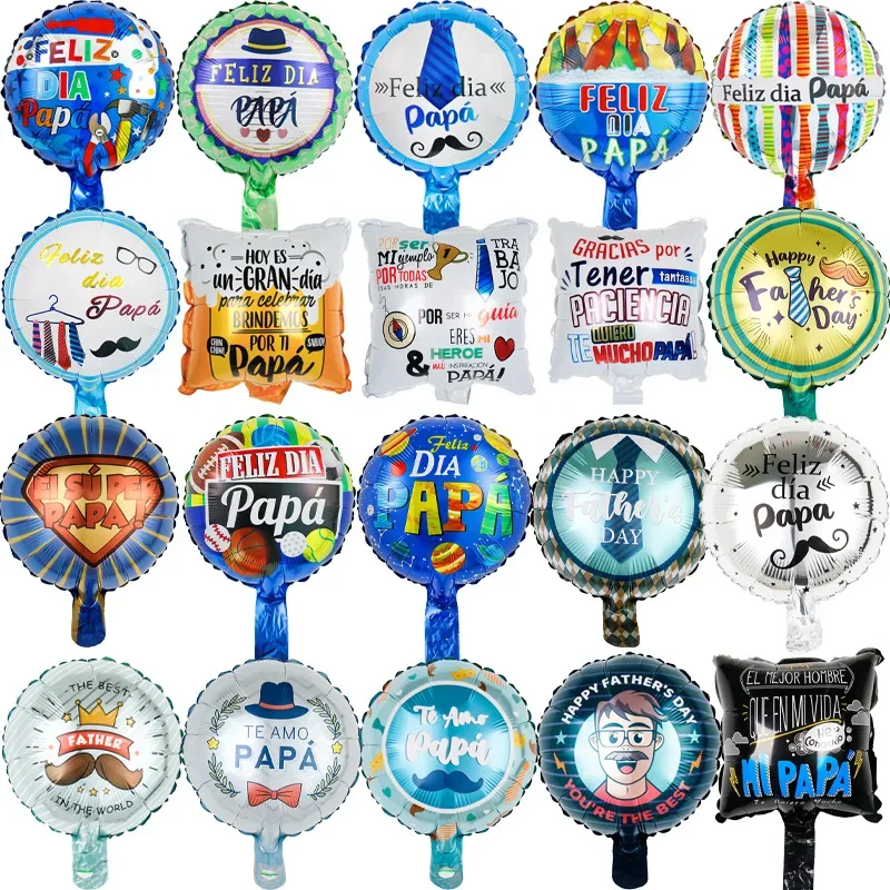 10pcs 10inch Happy Father's Day Foil Balloons Fathers Day Spanish Te Amo Papa Air Globos For Father Birthday Party Decorations