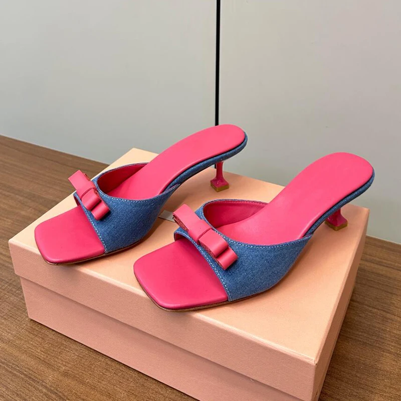 

Милые тапочки с открытым носком и бантом, уличные тапочки на плоской подошве, летние сандалии без шнуровки, модная женская обувь, Zapatos Mujer