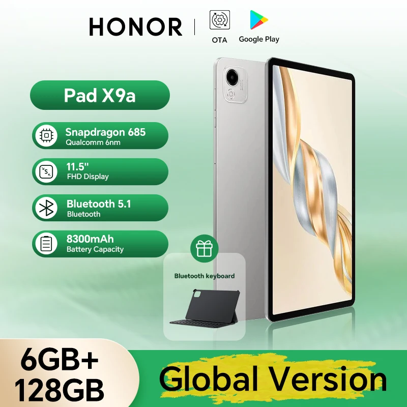 

New Global Version HONOR Pad X9a 6GB+128GB/8GB+256GB 11.5'' 2.5K 120Hz LCD Screen 8300 mAh Battery 35W SuperCharge WiFi Android
