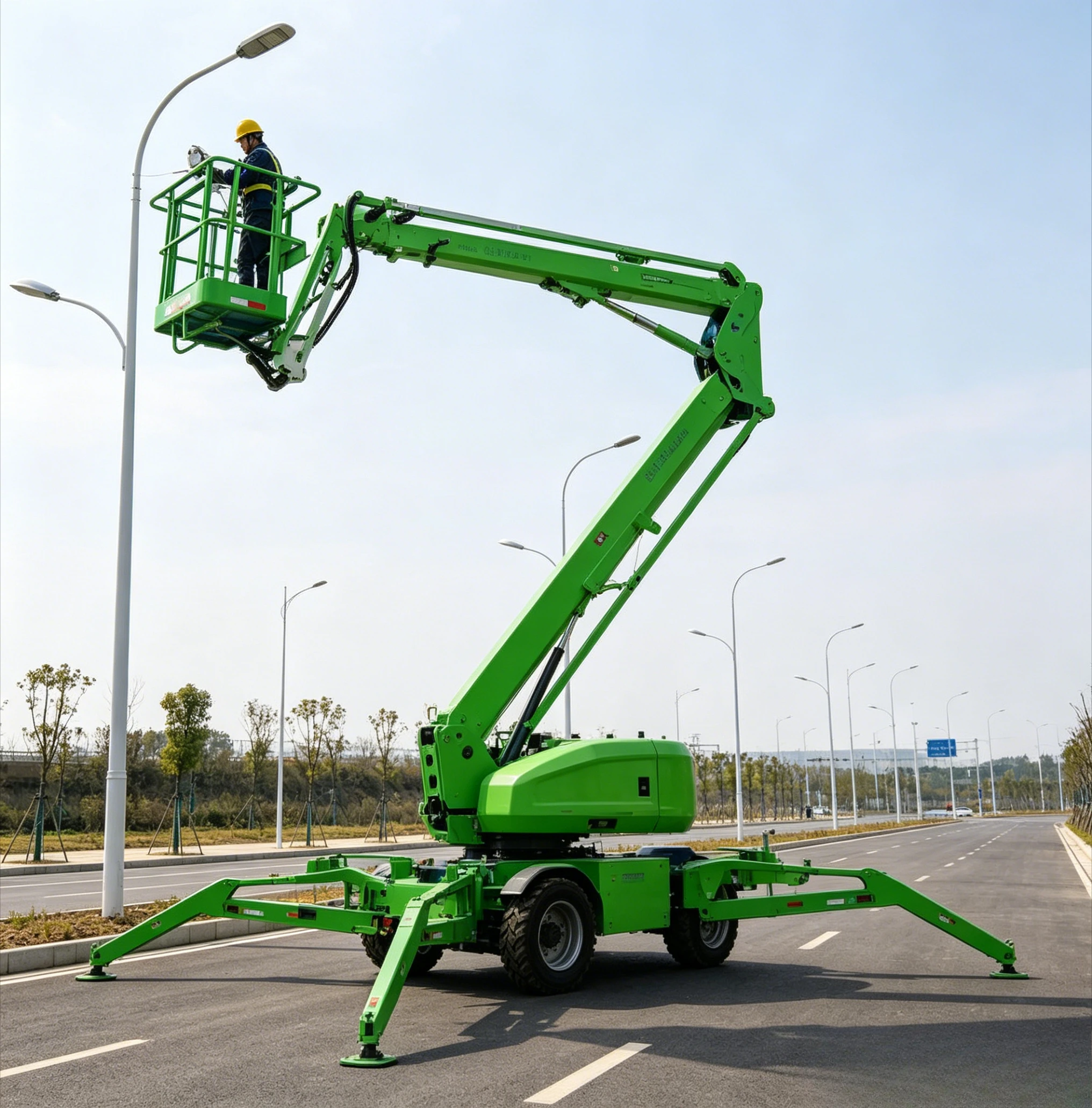 Mobile Articulated Lifting Platform Towable Cherry Picker Semi Automatic 10m Electric Portable Lifting Platform