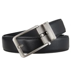 3.5cm Width Click Belts for Men Brand Designer Automatic Buckle Genuine Leather Men's Jeans High Quality Waist Strap 90-130cm