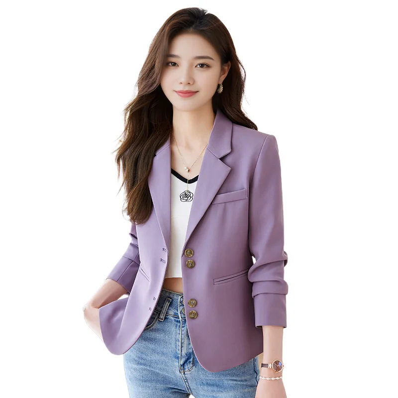 

Women's Spring Autumn 2025 New Single Breasted Fashion Blazer Slim Fit Figure Flattering Casual Versatile Basic Suit Jacket