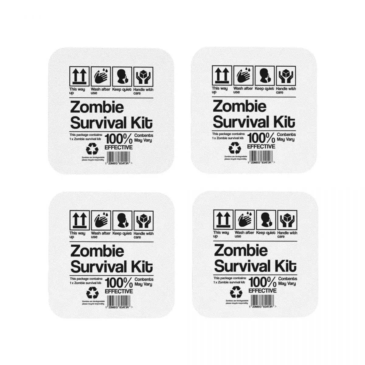 Zombie Survival Kit Coasters Kitchen Placemats Waterproof Insulation Cup Coffee Mats For Decor Home Tableware Pads Set of 4