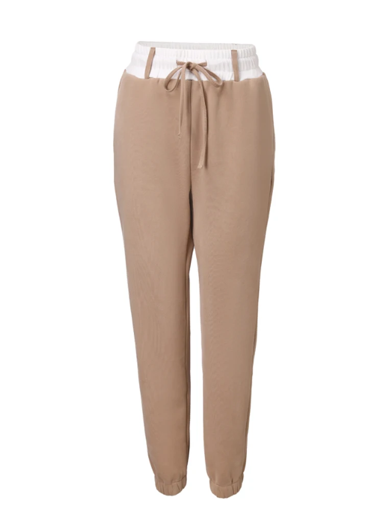 신축성 있는 허리 포켓 디자인 커프드 스웨트팬츠