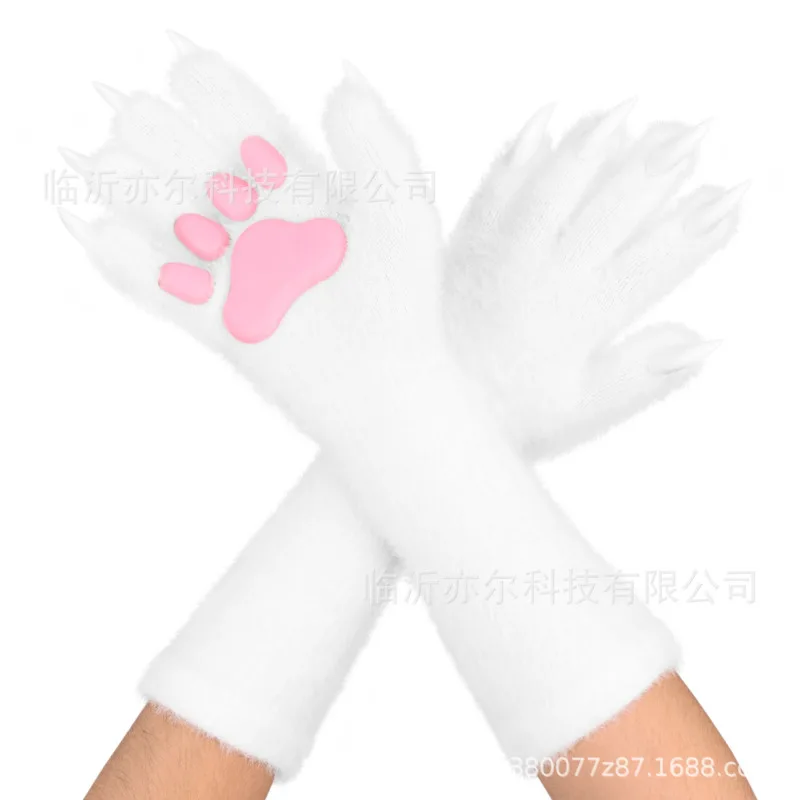 Silicone Paw Claw Gloves Halloween Beast Furry Long Gloves Black Fake Nails Cosplay Costume Party Horror Prop Gift