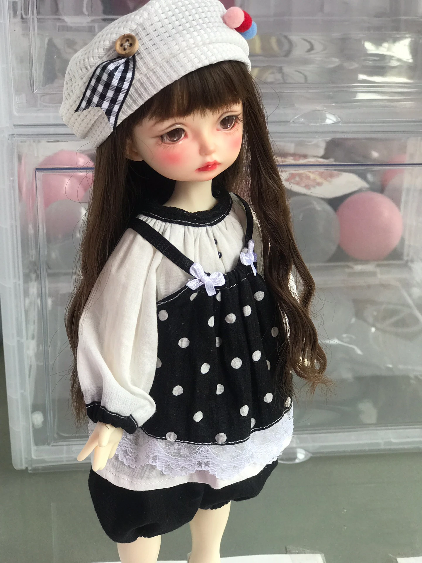 Blythe clothes Black and white dot skirt Dress (Fit Azone,ICY, JerryB, ob22、ob24、monst baby、1/6 Doll Accessories)