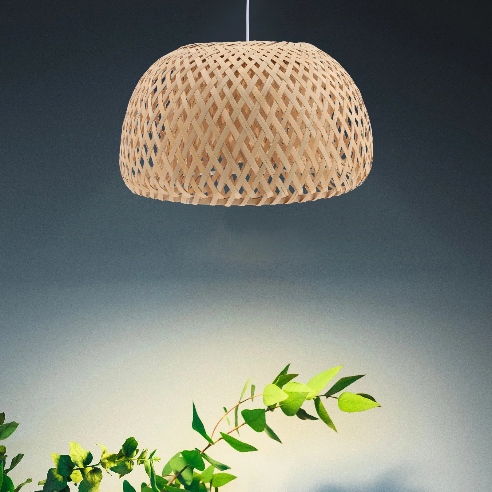 

Bamboo Woven Lamp Shade Pendant Ceiling Light Cover Decorative Home Chandelier Softened Bright Eye Protection Lightweight Hollow