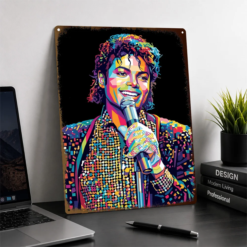 Michael Jackson Pop Portrait Printed Poster Customized Metal Sign Chart Topper Style Wall Art Enhances Home Office And Bedroom