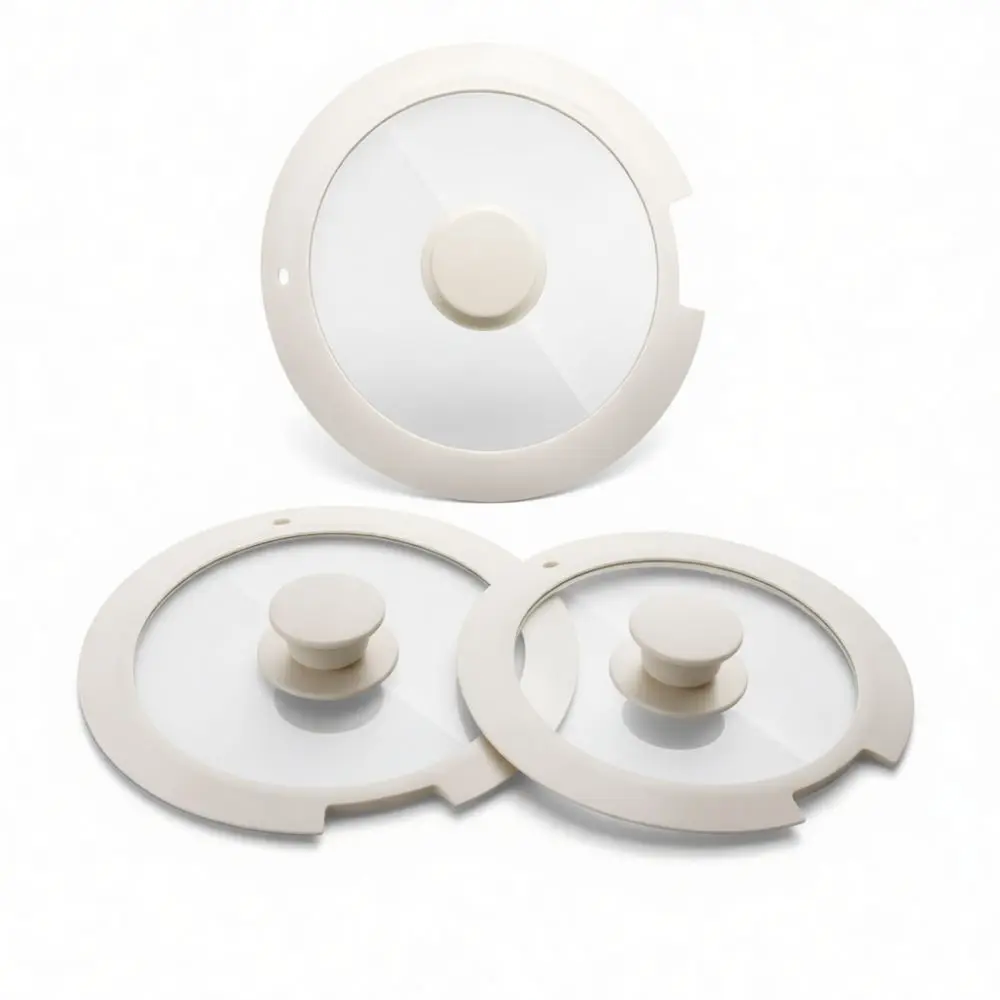 Kitchen Silicone Pot Lid For Frying Pan Saucepan Tempered Glass Transparent Durable Food Grade Replacement Cover Sealing Lid