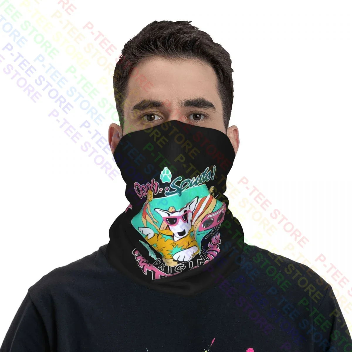 Cool Dog Bull Terrier Neck Gaiter, máscara facial, Spud Mckee Spuds Cavity, 90S Bandana, Cão, Touro, Hip Hop