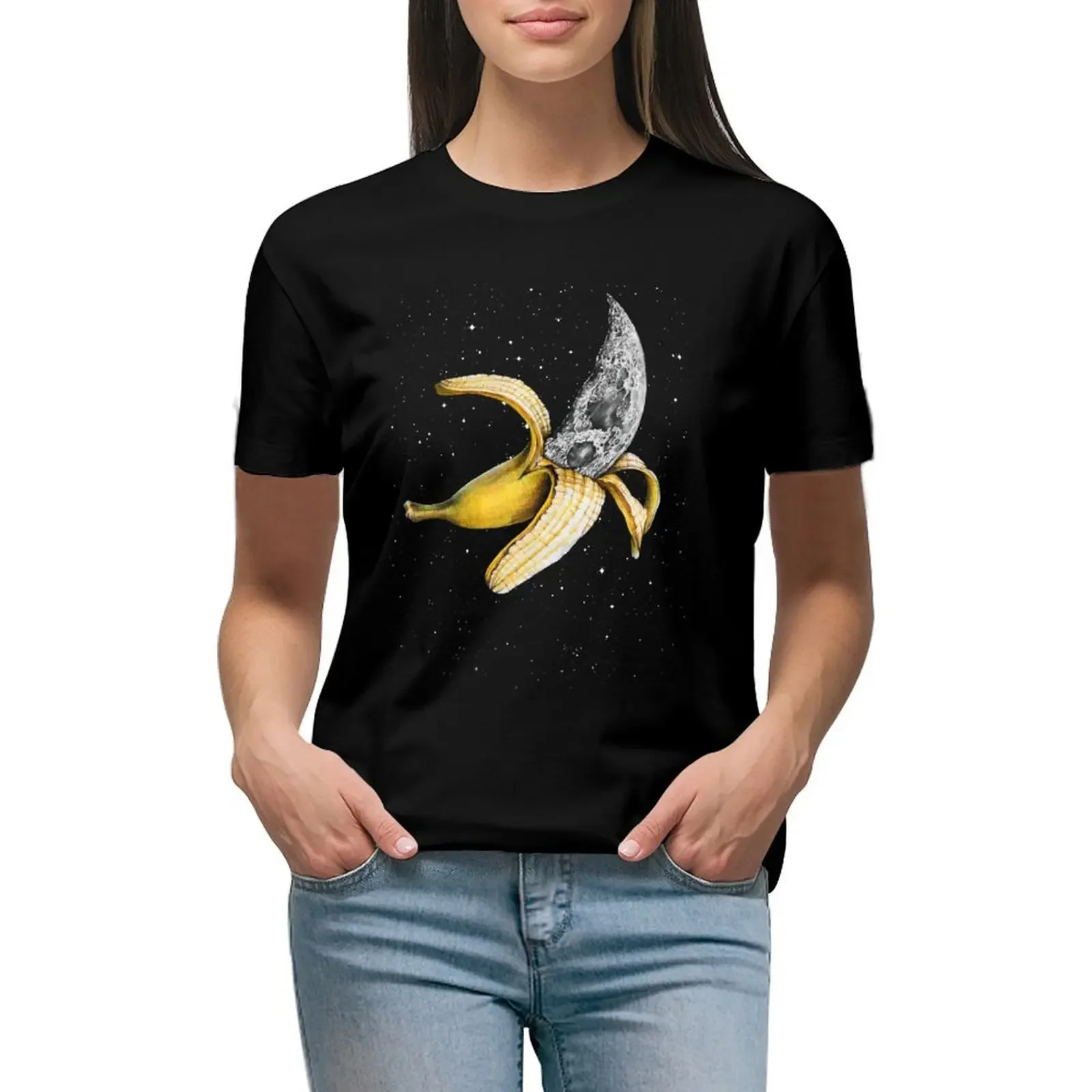 

Moon Banana! T-Shirt animal print shirt for girls funnys plus sizes tees tight shirts for Women