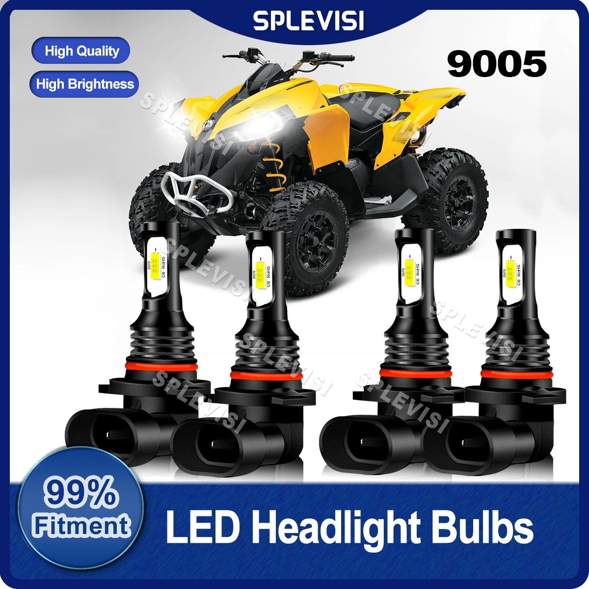 Plug And Play 4PCS 9005/HB3 LED Headlight Bulbs 70W 8000LM For Can-Am Renegade 500 2008 2009 2010 2011 2012 2013 2014 2015