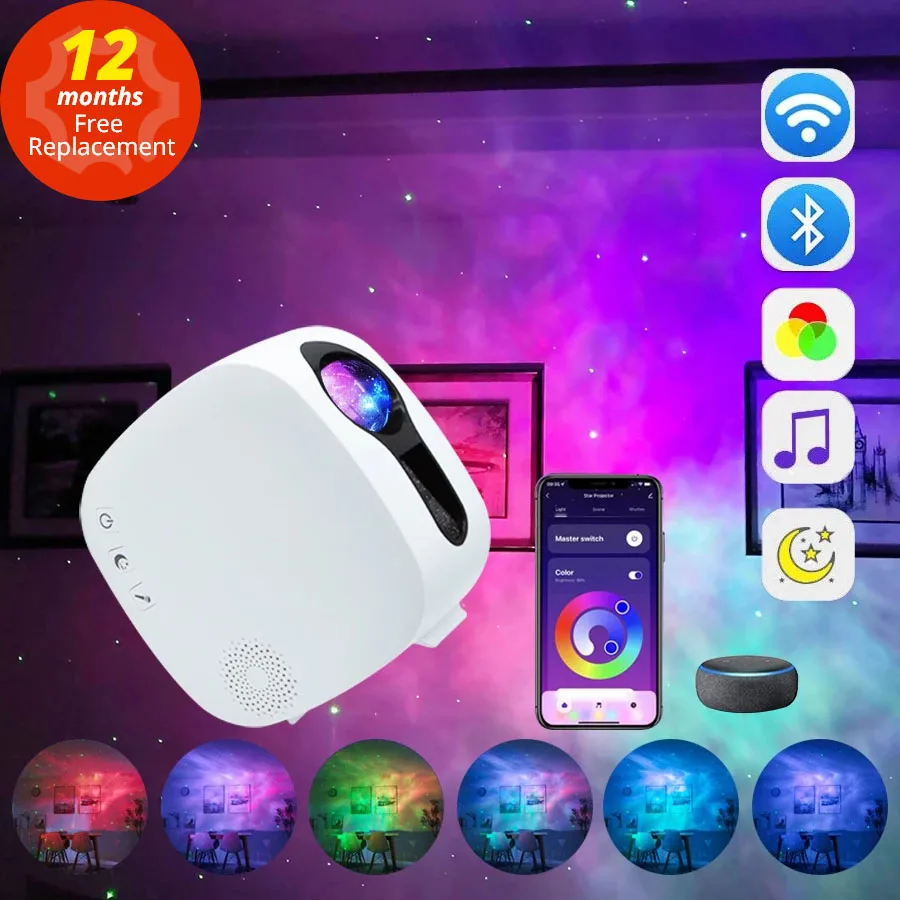 APP Control WiFi Galaxy Star Projector Night Light  Bluetooth Starry Sky Projector Light  Aurora Atmospher Bedroom Beside Lamp