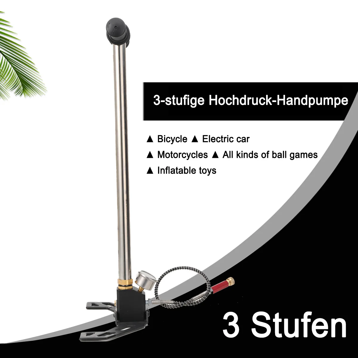 3-Stufen-PCP-Pumpe + Manometer 4500PSI Reifen Kajak Ball Aufblasbare Gewehrluftpumpe Füllständer Hochdruck-Handpumpe – Detail 3