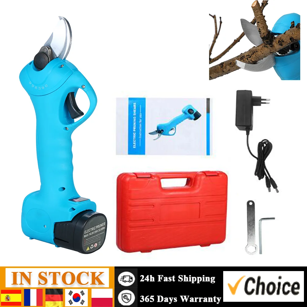 16.8V Cordless Electric Pruning Shears Rechargeable 2Ah Lithium Battery & Charger Powered Tree Branch Pruner Garden Clippers