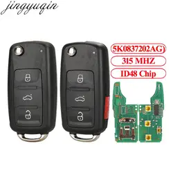 Jingyuqin allarme chiave A distanza 315MHz ID48 per Volkswagen Vw Golf 4 5 6 Beetle Passat CC Jetta Polo Tiguan Touran 5K0837202AE/AG/A/R