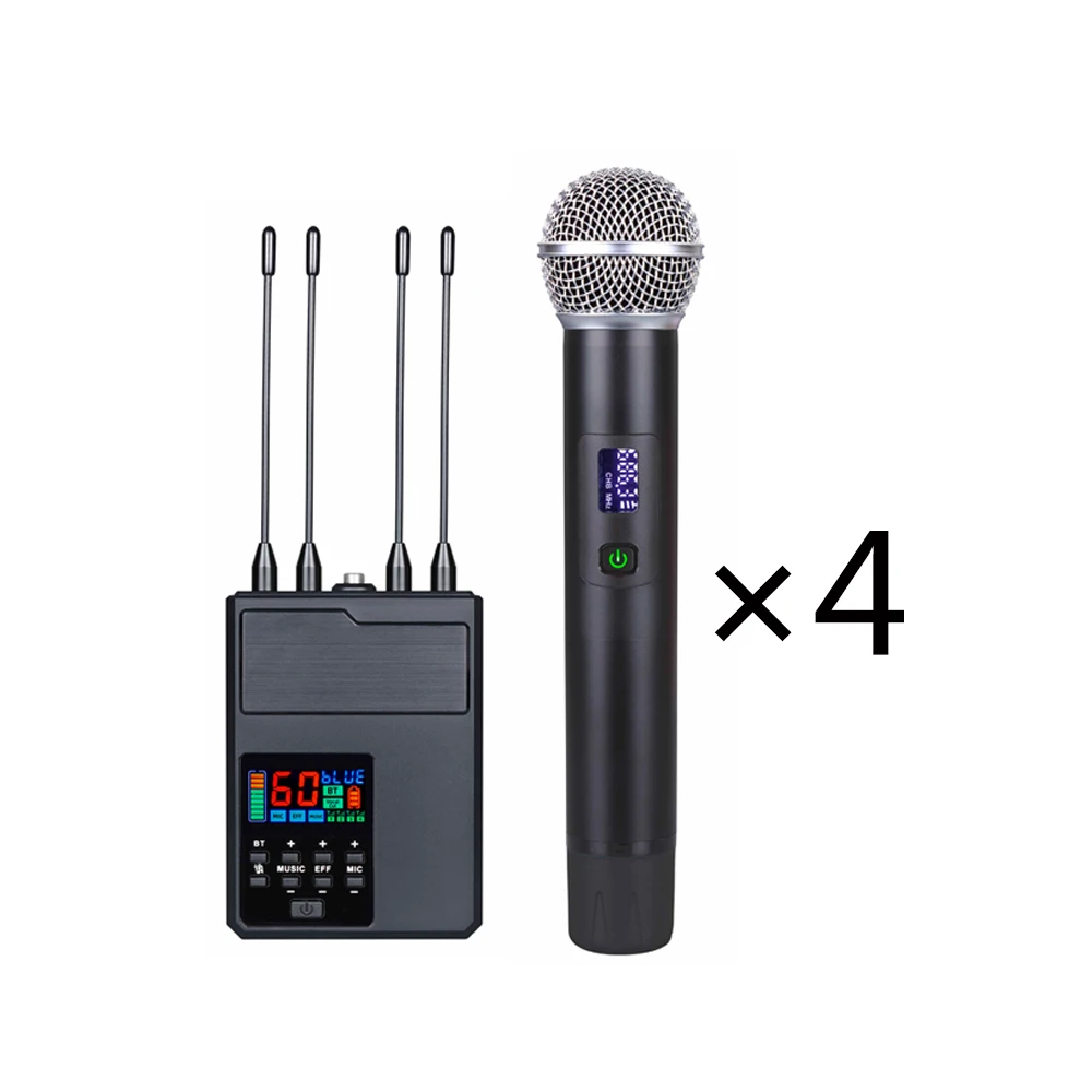 Anti feedback Echo adjusted BT 4 channel DSP  wireless universal microphone