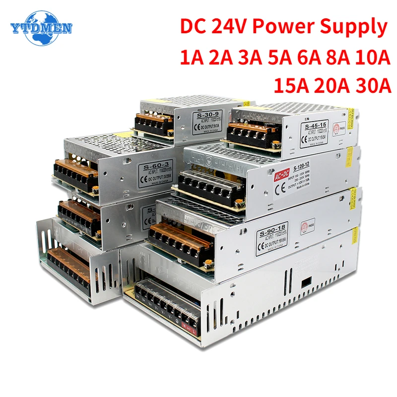 AC110V-220V to DC 24V Switch Power Supply Transformer SMPS 1A 2A 3A 5A 6A 8.5A 10A 15A 16.5A 20A 30A for LED Strip Power Adapter