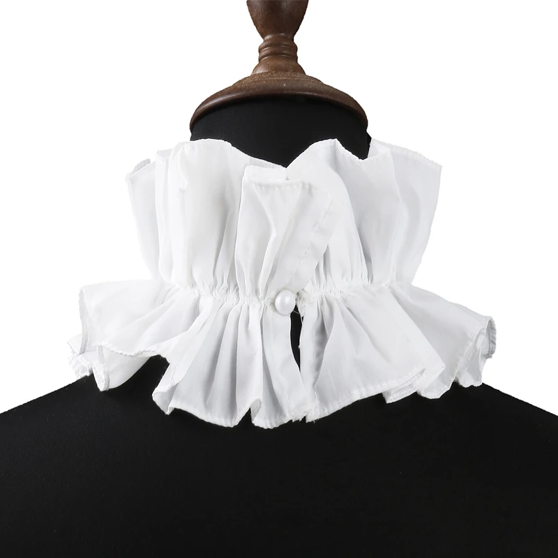 Detachable Palace Ralph Collar Girls Scarf Dress Ruffled Fake Collar Button High Neck Ruff Party Costume Black White