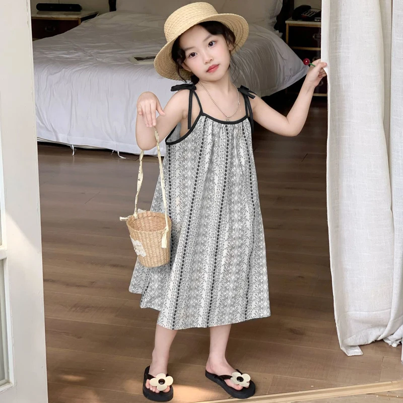 Bohemian printed style vacation dress For 1-9 Yrs Baby Girls 6.1 Children's Day Party Costumes Sleeveless loose beach Dress 2026 image 6