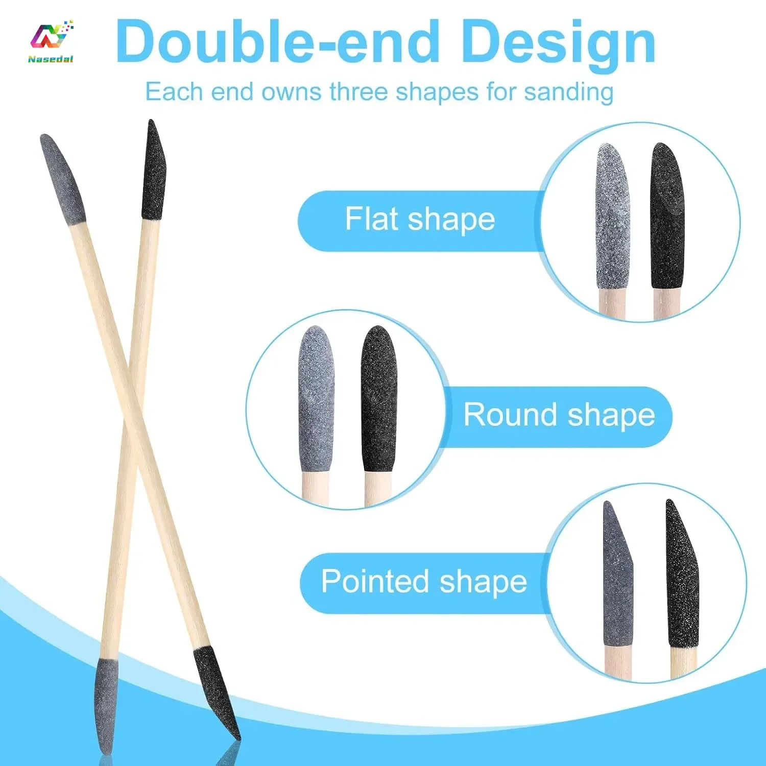 50Pcs Dual End Sanding Sticks 120/280 Grit for Model Corner Gap Jewelry Wood Handicraft Deburring Polishing In Tight Spaces Kits