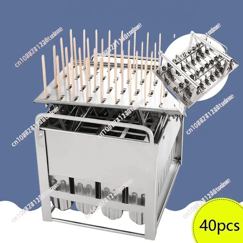 40pcs Stainless Steel Popsicle Mould Ice Lolly Mold For Popsicle Machine Fruit Shape DIY Ice Cream Molds With Sticks Holder