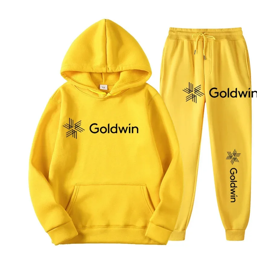 Golden New Men\'s Hoodie Sweatwear Running Wear Winter Fashion Sweater+2 Piece Sweatpants Set