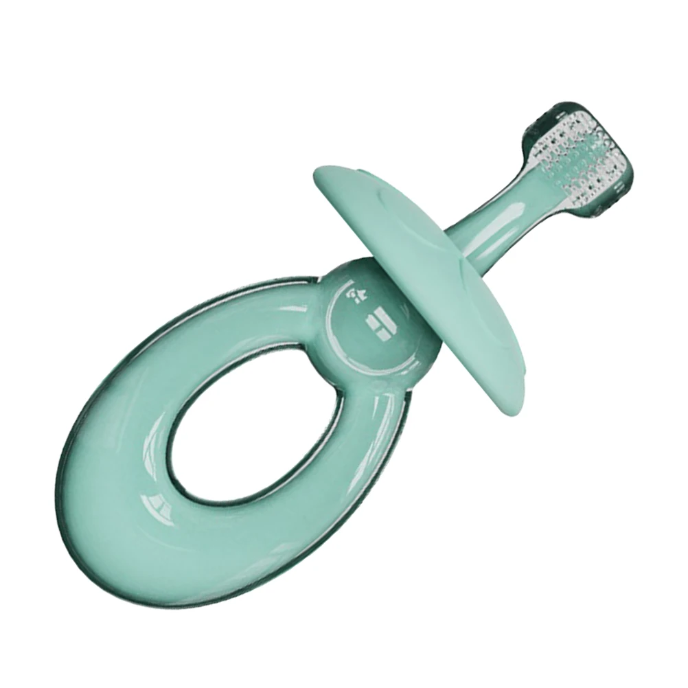 

Children Silicone Toothbrush Toddler Kids Soft Blue Design Relieve Gums Clean Teeth Safe Chewing