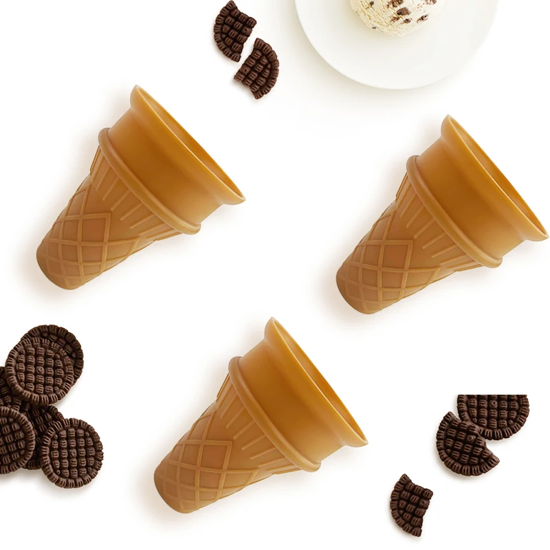 Reusable Silicone Ice Cream Cone Holder Crispy Shell Sweet Cone for Ice Cream Machine Perfect for Home Use