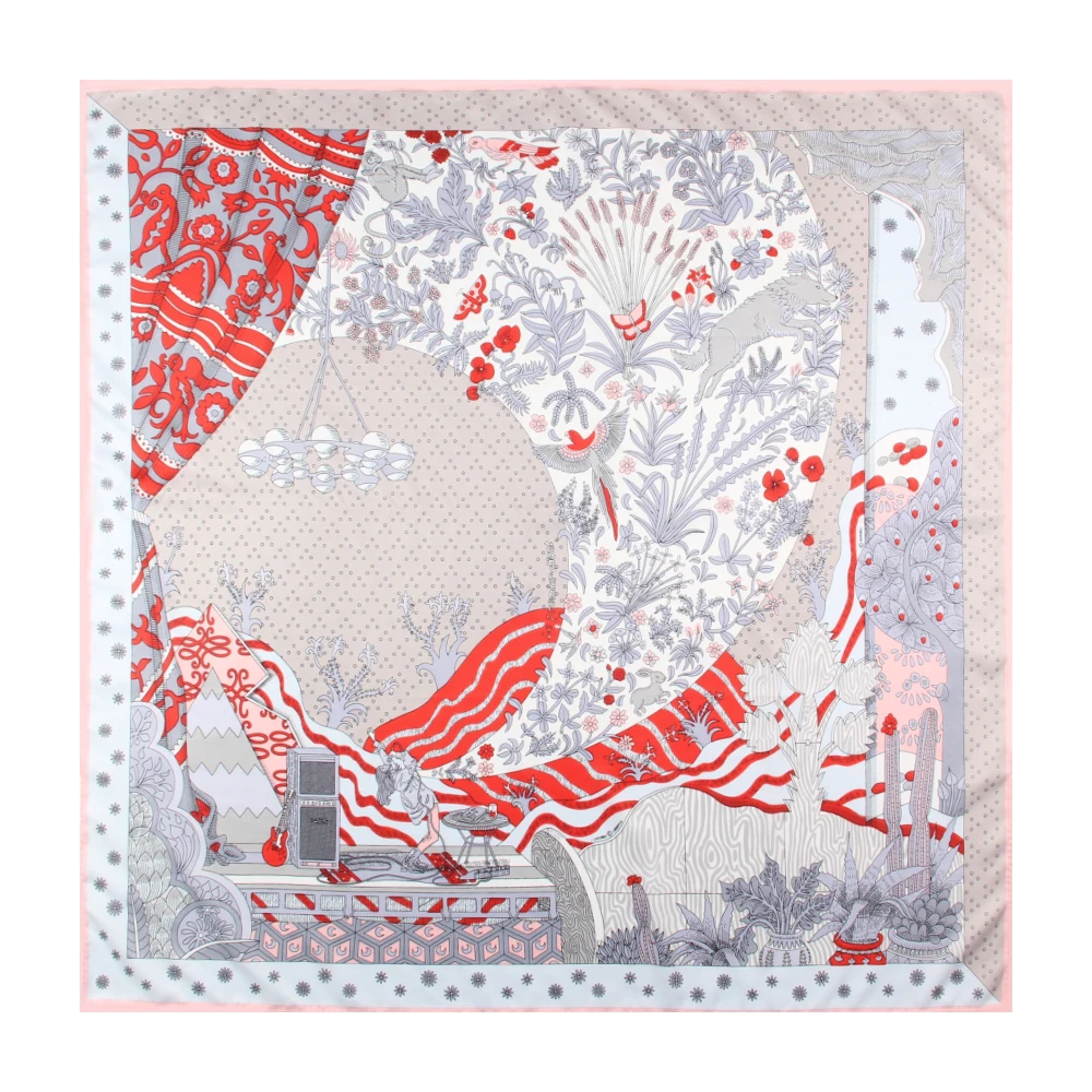 Manueller handgerollter Twill-Seidenschal für Damen, Konzertdruck, quadratische Schals, Wraps, Echarpes, gekräuselte Foulards, Femme, Bandana, Hijabs, 90 cm – Detail 10