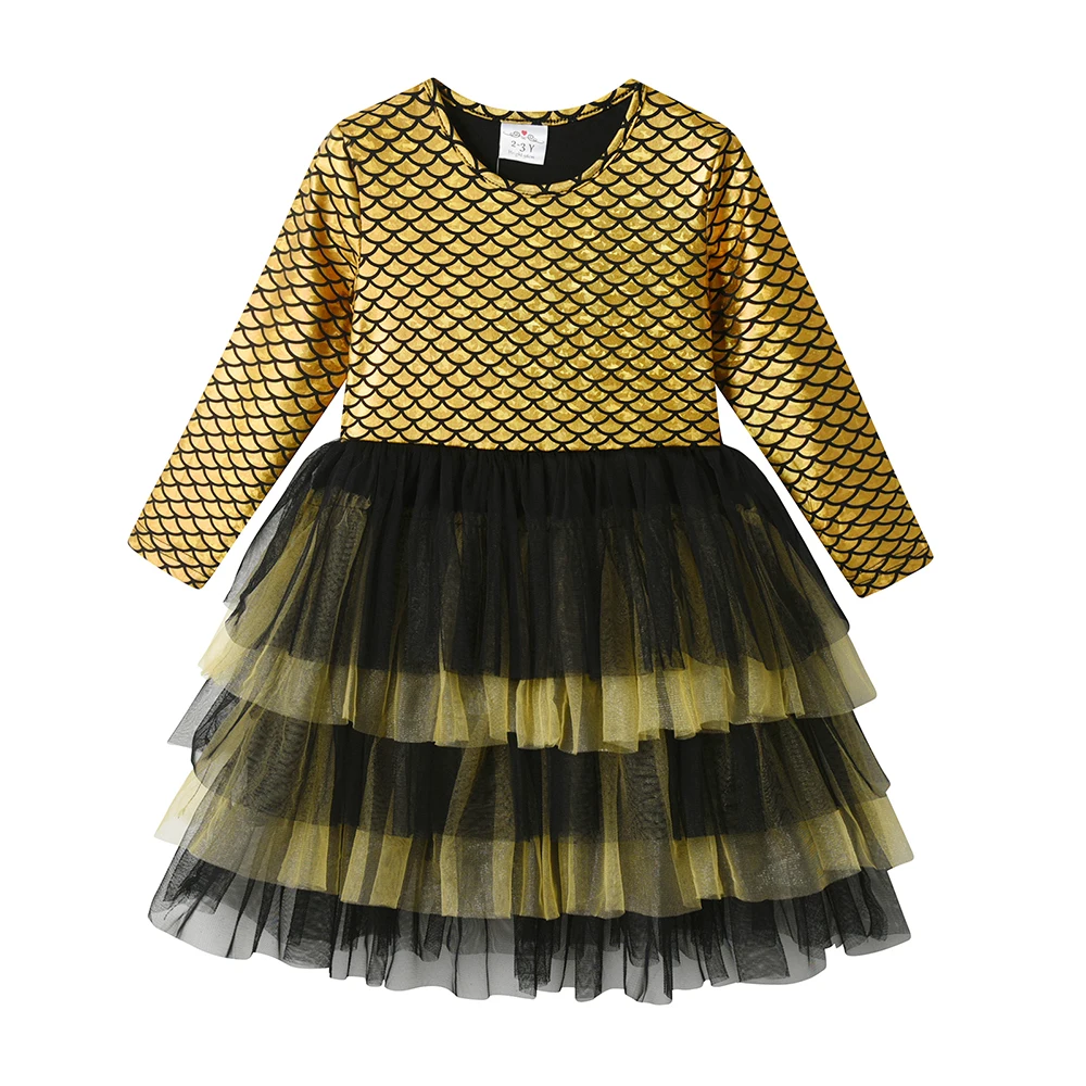DXTON Children Princess Girls Party Wear Kids Christmas Dress Layered Cake Mesh Girl Birthday Dress Girl Elegant Party Clothes