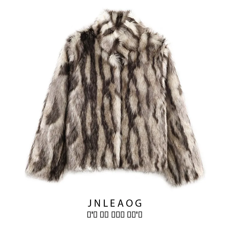 

JNLEAOG Осенняя Новинка: Модная Женская Удлиненная Куртка из Искусственного Меха и Вельвета, Универсальный Дизайн с Элегантным Шиком