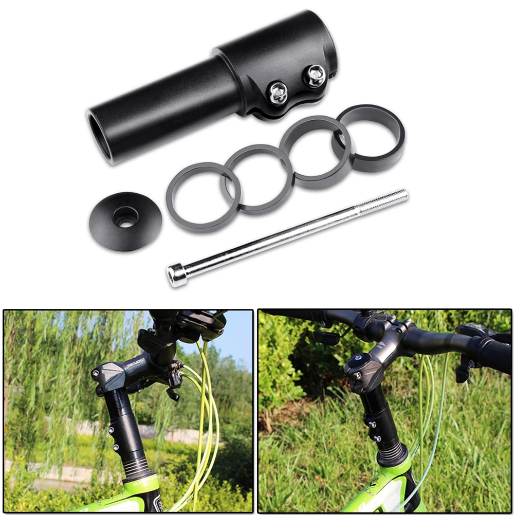 

12CM Handlebar Front Fork Head Tube Mountain Bike Heightening Device Faucet Heightening Extender Heightening Device (Black)