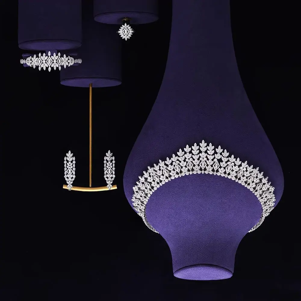 

Nigeria 4pcs Bridal Zirconia Jewelry Sets For Women Party, Luxury Dubai Nigeria platinum plating CZ Crystal Wedding Jewelry Sets