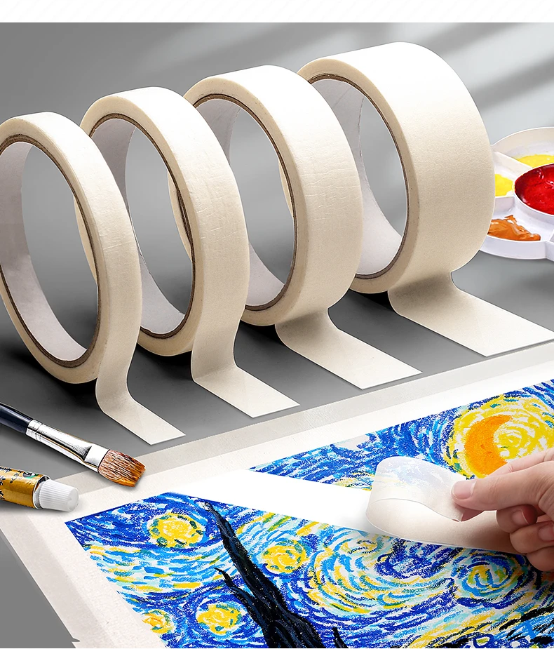 

50M Length Automobile Handwritten Protect The Wall Painting White Paper Adhesive Tape Drawing No Trace Masking Tape