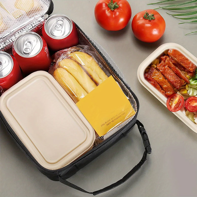 Nueva bolsa de almuerzo con aislamiento de gran capacidad, bolsa de caja de almuerzo portátil impermeable gruesa de papel de aluminio para estudiantes trabajadores de oficina