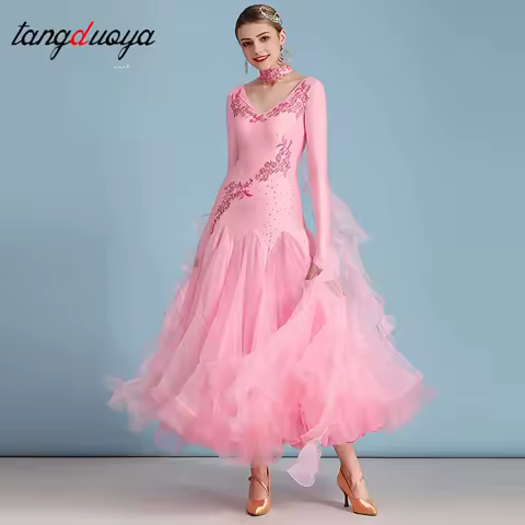 Ballroom Dance Dress for Women Competition Standard Modern Dancing Clothes Long Sleeve Cheap Waltz Stage Costumes Evening dress