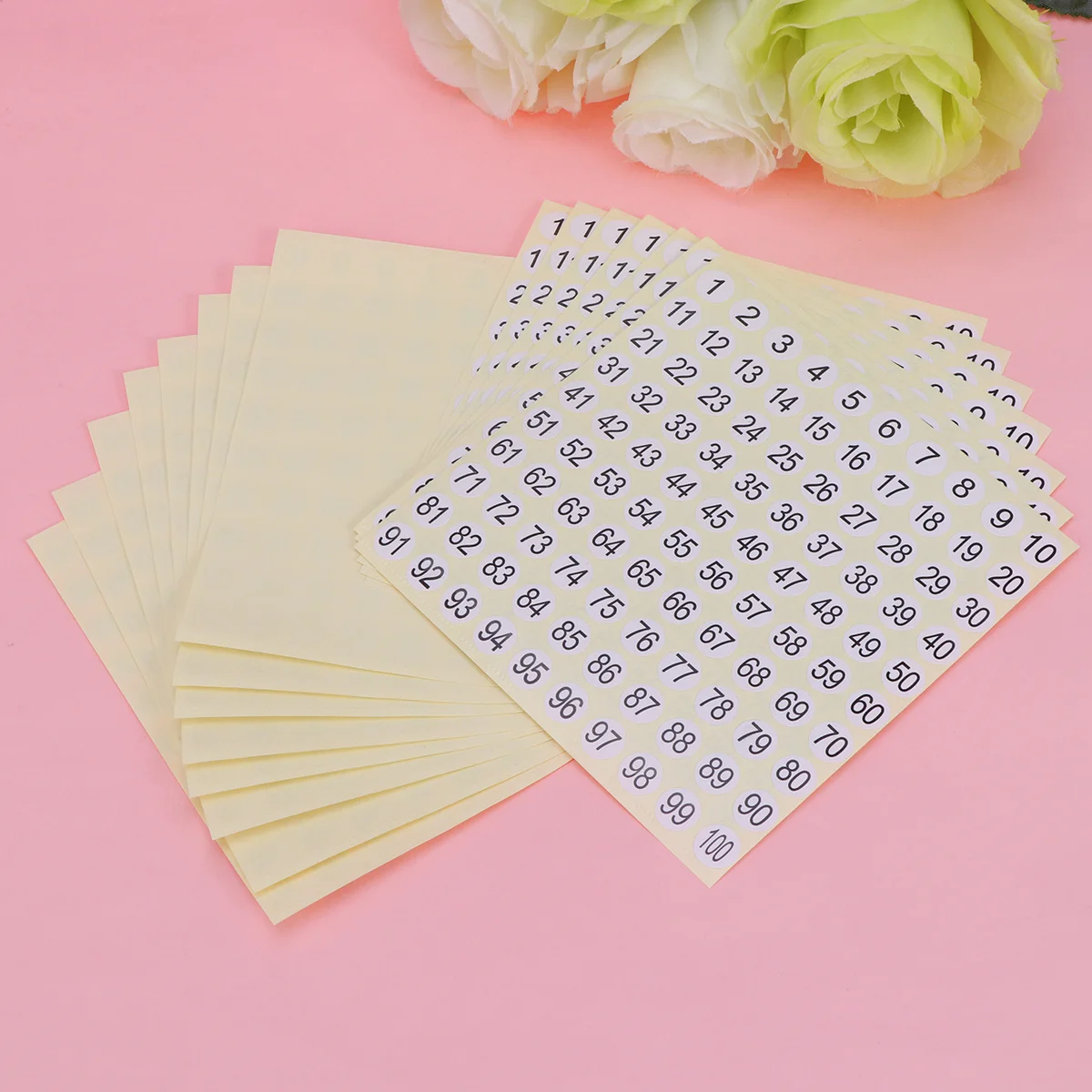 

100 Sheets Number Stickers Round Self-Adhesive Digital Labels For File Box Office Home Organization Paper Numbering Dots Label