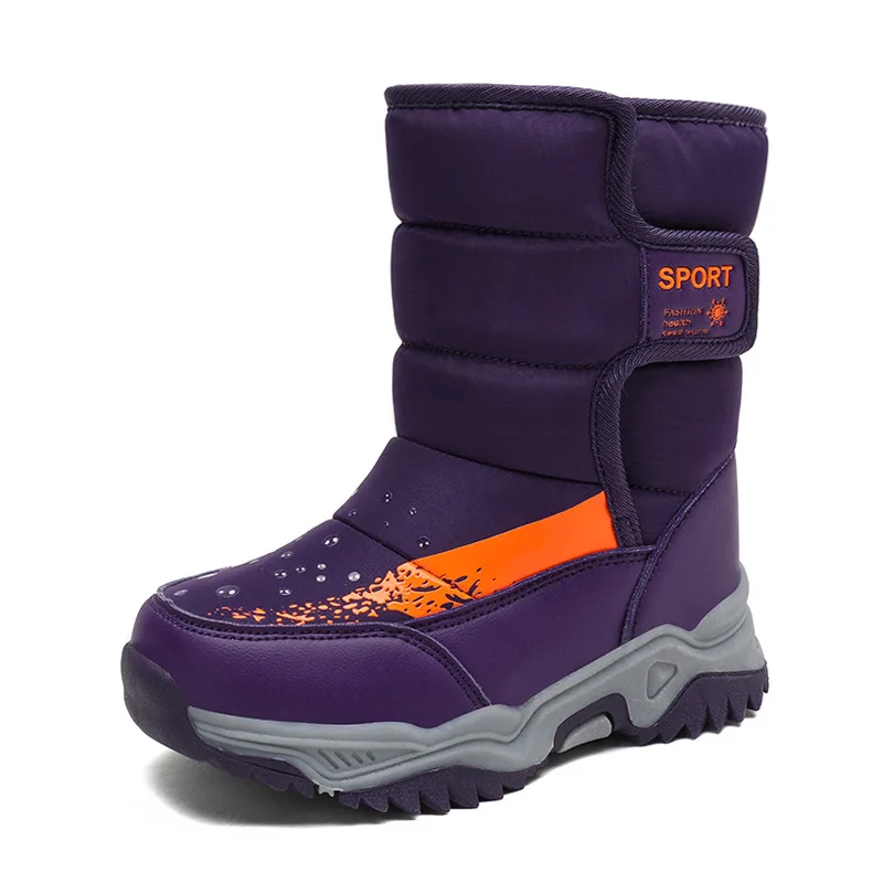 2026 Winter Children Shoes Plush Waterproof Fabric Non-Slip Girl Shoes Rubber Sole Snow Boots Fashion Warm Outdoor Boots
