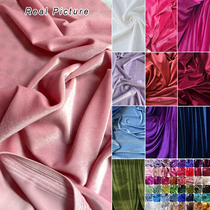 Soft Pink Stretchy Velvet Fabric for Formal Dress Backdrops Wedding Party Decoration Curtain Cloth Drap DIY Sewing Material