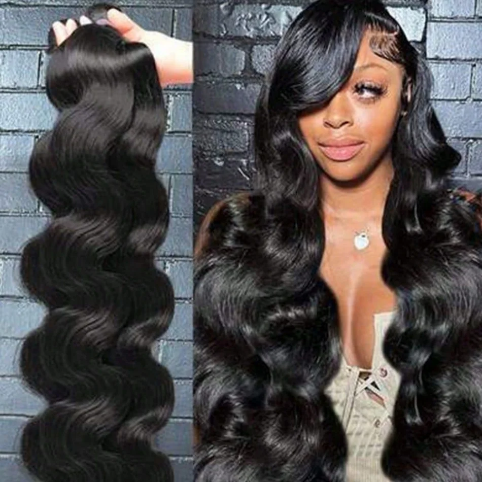 

Наборы волос Body Wave: 1, 3, 4 пучка, 100% натуральные черные человеческие волосы для наращивания, бразильские пряди