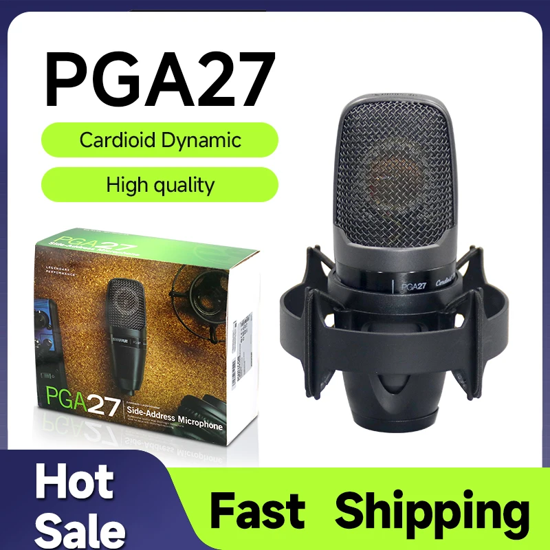 PGA27 Professional Diaphragm Side-Address Cardioid Condenser Microphone Mic for Studio Recording Performance Live Podcast