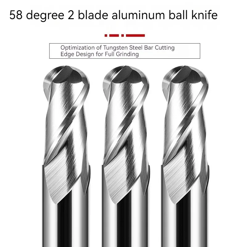 Ball Nose End Mill Tungsten Carbide Cutter R0.5 R1 2 3 4 5 6 7 R8 9 R10 2 Flute For Wood aluminium CNC Router Bit Milling Tool