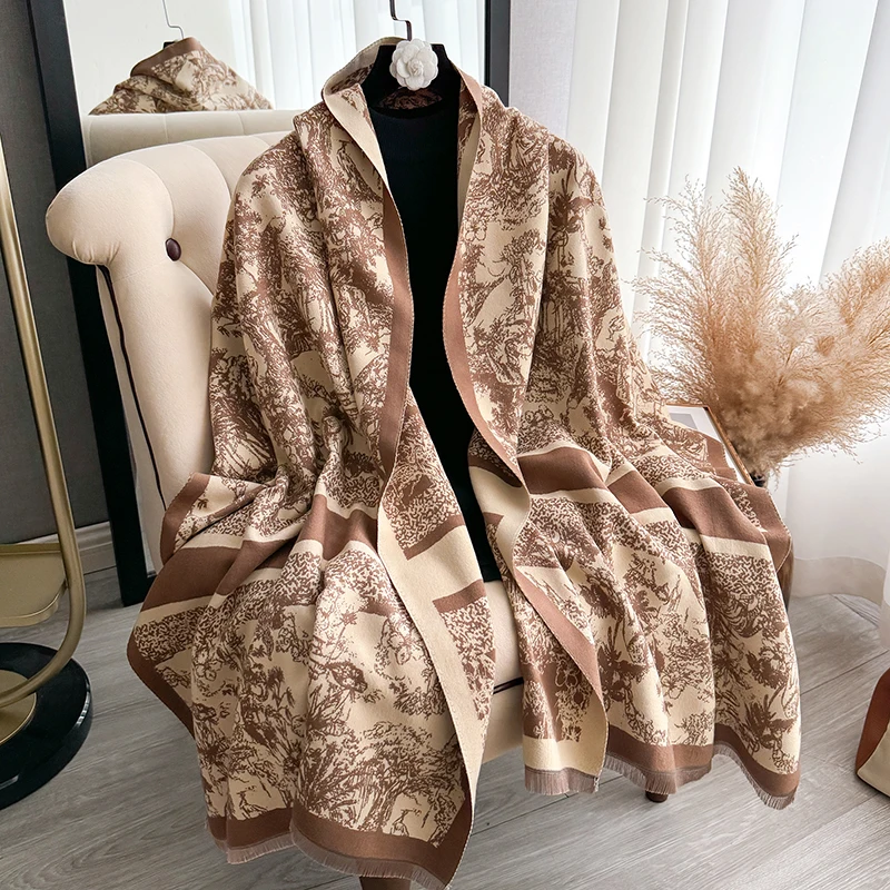 Ladies Winter Luxury printed cashmere shawl and scarf Bufanda thermal blanket Lady Echarpe shawl